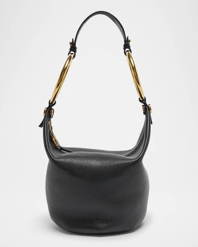 Bracelet Zip Shoulder Bag in Grained Buffalo Leather